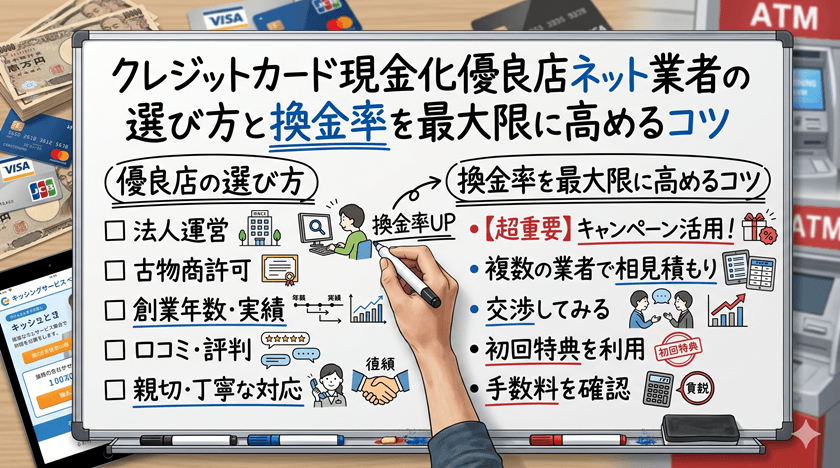 クレジットカード現金化優良店ネット業者の選び方と換金率を最大限に高めるコツ